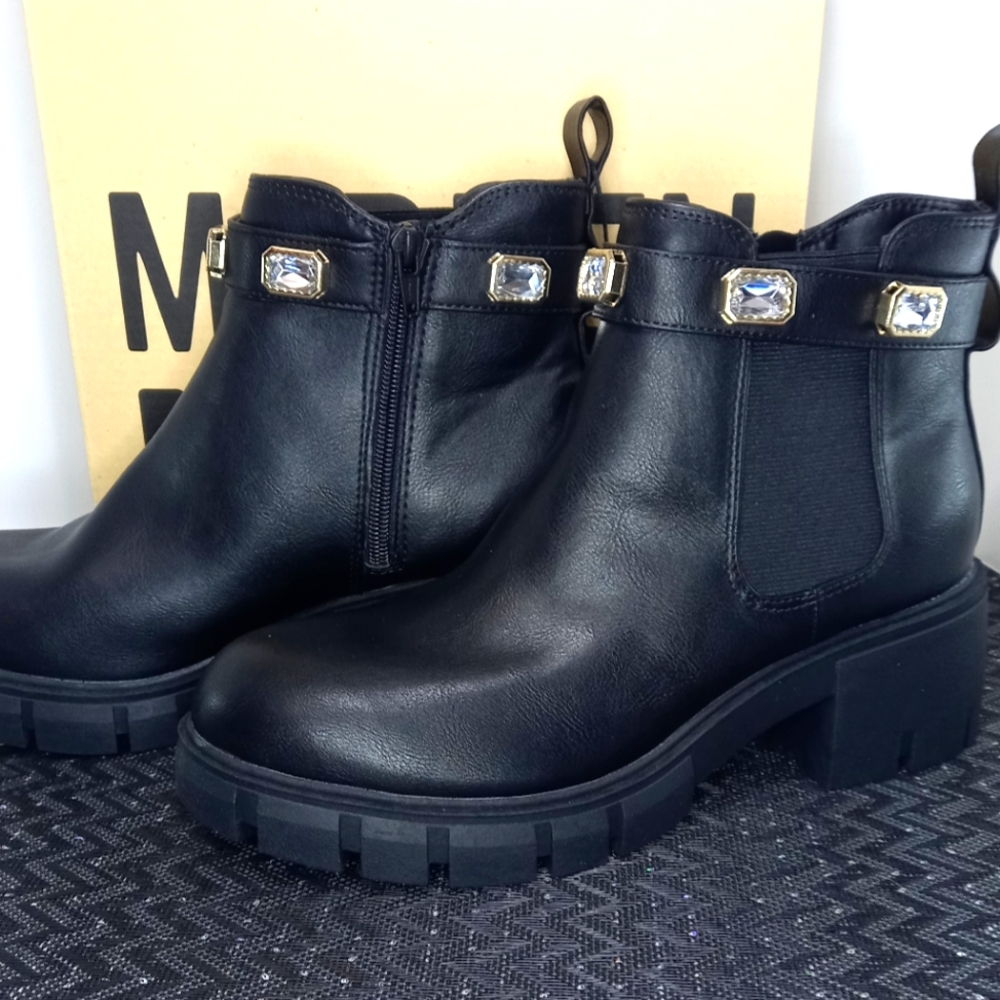 Madden NYC Chelsea Rhinestone Chain Boots